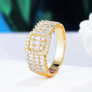 Green Micro CZ Baguette Rings for Women Wedding
