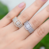 Green Micro CZ Baguette Rings for Women Wedding