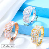 Green Micro CZ Baguette Rings for Women Wedding