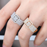Green Micro CZ Baguette Rings for Women Wedding