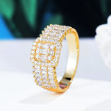 Green Micro CZ Baguette Rings for Women Wedding