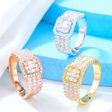 Green Micro CZ Baguette Rings for Women Wedding