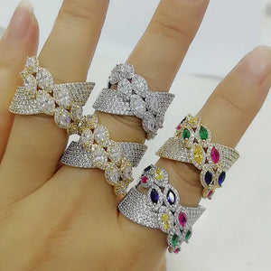 Bagutte Cut Bold Rings with Zirconia Stones Women