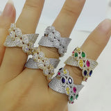 Bagutte Cut Bold Rings with Zirconia Stones Women