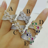 Bagutte Cut Bold Rings with Zirconia Stones Women