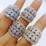 Bagutte Cut Bold Rings Zirconia Stones Women Engagement