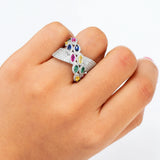 Bagutte Cut Bold Rings with Zirconia Stones Women