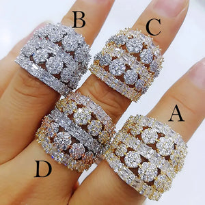 Bagutte Cut Bold Rings Zirconia Stones Women Engagement