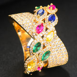 Bagutte Cut Bold Rings with Zirconia Stones Women