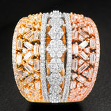 Baguette Cut Bold Rings with Zirconia Stones Women Engagement Party Jewelry