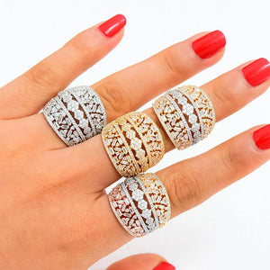 Baguette Cut Bold Rings with Zirconia Stones Women Engagement Party Jewelry