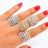 Baguette Cut Bold Rings with Zirconia Stones Women Engagement Party Jewelry