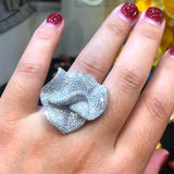 Big Flowers Statement Finger Rings for Women Wedding CZ Bridal Dubai Rings