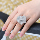 Big Flowers Statement Finger Rings for Women Wedding CZ Bridal Dubai Rings