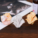 Big Flowers Statement Finger Rings for Women Wedding CZ Bridal Dubai Rings