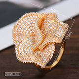 Big Flowers Statement Finger Rings for Women Wedding CZ Bridal Dubai Rings