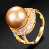 Pearl Flower Statement Ring with Zircon Stones