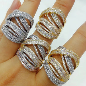 Baguette T Cut Zirconia Finger Rings Women's Wedding Jewelry