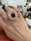 Big Flower Rings for Women Bridal Cubic Zircon Dubai Accessories