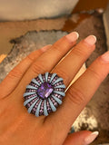 Big Flower Rings for Women Bridal Cubic Zircon Dubai Accessories