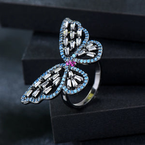 Bold Flower Rings for Women Bridal Cubic Zirconia Dubai Jewelry