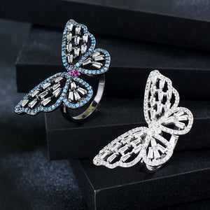 Bold Flower Rings for Women Bridal Cubic Zirconia Dubai Jewelry