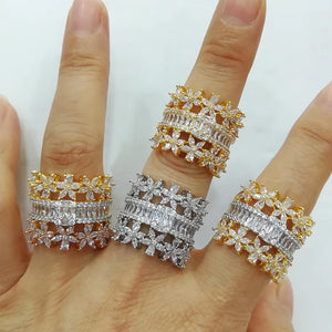 CZ Wedding Ring Set Bridal Engagement Jewelry CZ Full Finger Ring