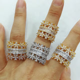 CZ Wedding Ring Set Bridal Engagement Jewelry CZ Full Finger Ring