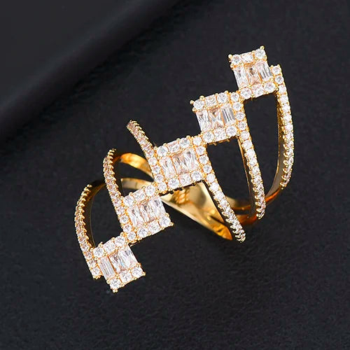CZ Wedding Rings for Women Bridal Jewelry Full Finger Ring
