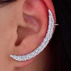 Crescent Moon Cuff Earring with Cubic Zircon