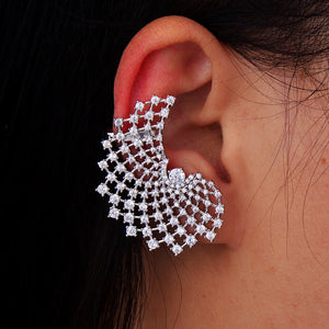 Flower CZ Ear Cuff Earring 3cm*4cm
