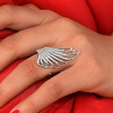 Feather Angel Wing Statement Rings with Cubic Zirconia
