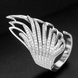 Feather Angel Wing Statement Rings with Cubic Zirconia