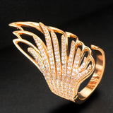 Feather Angel Wing Statement Rings with Cubic Zirconia