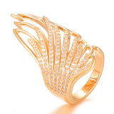Feather Angel Wing Statement Rings with Cubic Zirconia