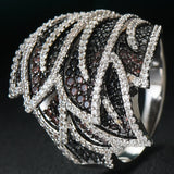 Feather Leaf Bold Statement Rings with Zirconia Stones