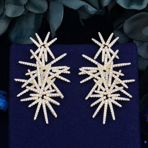 Fireworks CZ Wedding Drop Earrings for Women
