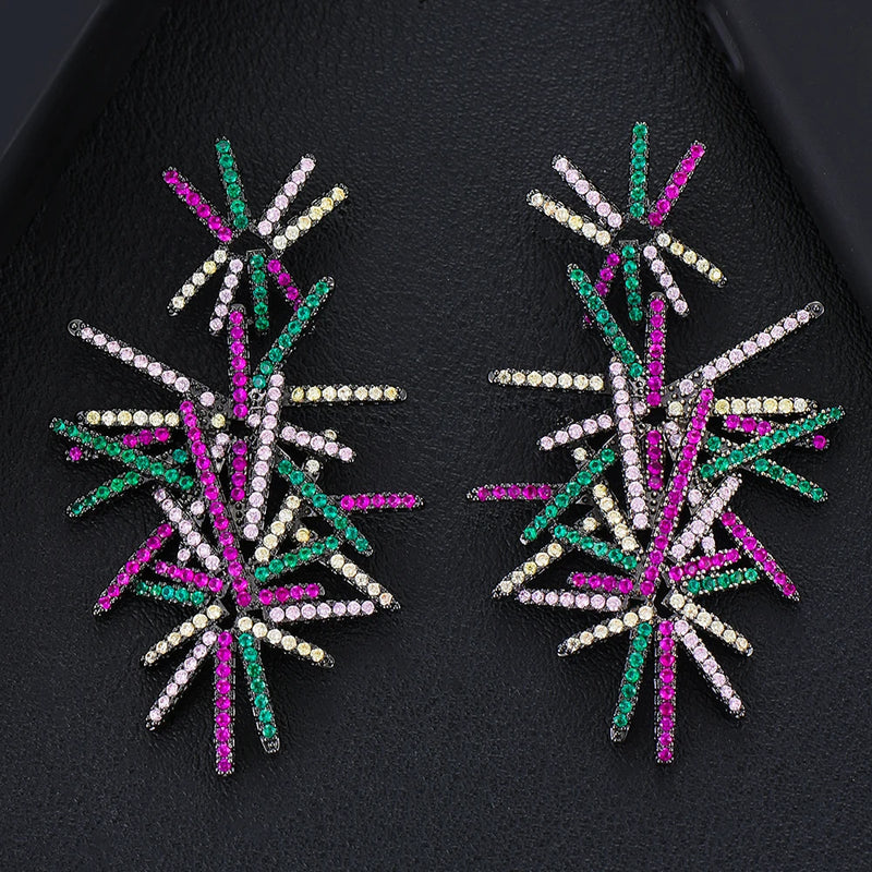 Fireworks CZ Wedding Drop Earrings for Women