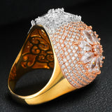 Flower Big Bold Rings with Zirconia Stones Women Engagement