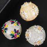 Flower Big Bold Rings with Zirconia Stones Women Engagement