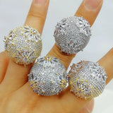 Flower Big Bold Rings with Zirconia Stones Women Engagement