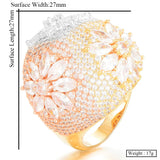 Flower Big Bold Rings with Zirconia Stones Women Engagement