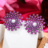 Shinning Cubic Zirconia Flower Earrings for Wedding