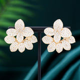 Shinning Cubic Zirconia Flower Earrings for Wedding