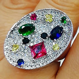 Geometry Zirconia Stone Rings Women Engagement Party Jewelry