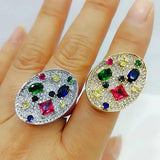 Geometry Zirconia Stone Rings Women Engagement Party Jewelry