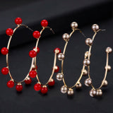 Pearl CZ Statement Hoop Earrings Women Wedding Bridal DUBAI Circle Earrings