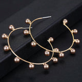Pearl CZ Statement Hoop Earrings Women Wedding Bridal DUBAI Circle Earrings