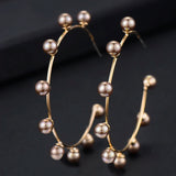 Pearl CZ Statement Hoop Earrings Women Wedding Bridal DUBAI Circle Earrings