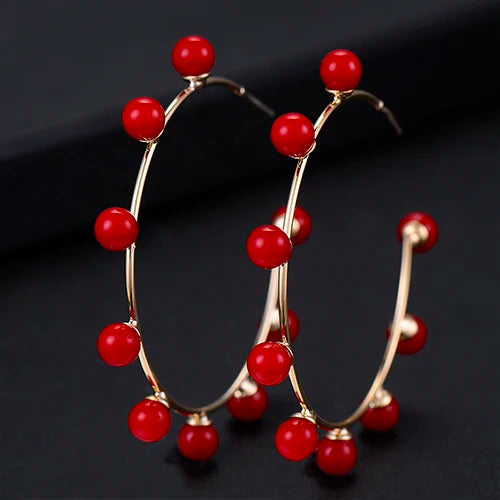 Pearl CZ Statement Hoop Earrings Women Wedding Bridal DUBAI Circle Earrings